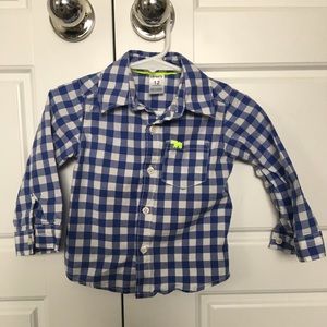 Blue and white 12 month button up